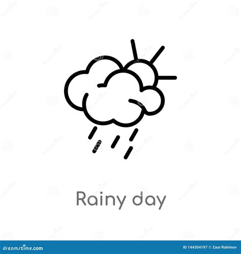 Outline Rainy Day Vector Icon Isolated Black Simple Line Element