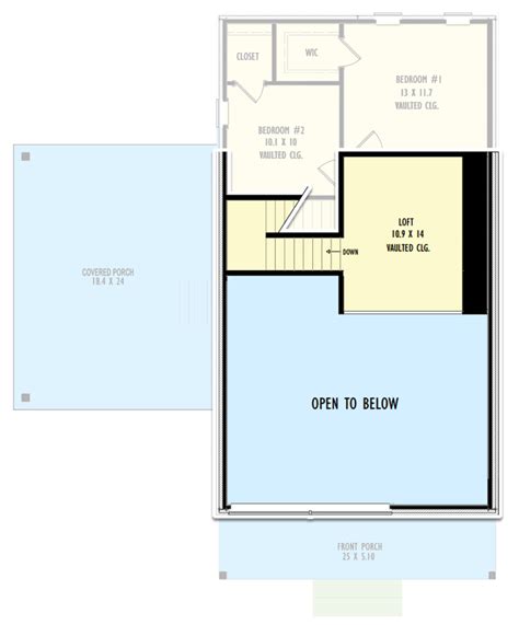 Contemporary Bed House Plan With Dramatic Vaulted Interior