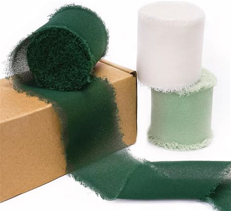 Larcenciel Chiffon Nastro Regalo Sfrangiato Nastro Verde Salvia