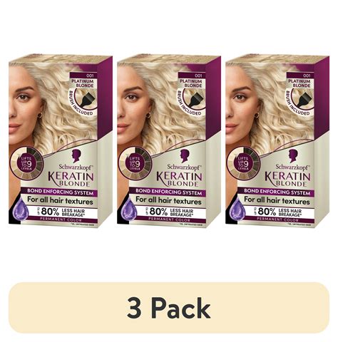 Pack Schwarzkopf Keratin Blonde Hair Dye Platinum Blonde Ultra Lightening Kit