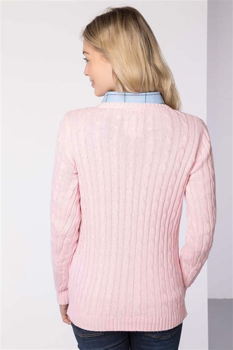 Ladies Crew Neck Cable Knit Jumpers Uk Rydale