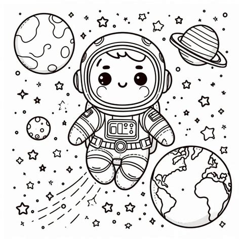 Astronauta Flutuando No Espa O Desenho Para Colorir