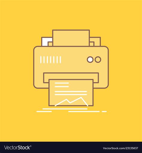 Digital Printer Printing Hardware Paper Flat Line Vector Image