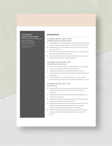 Civil Rights Attorney Resume In Pages Word Download