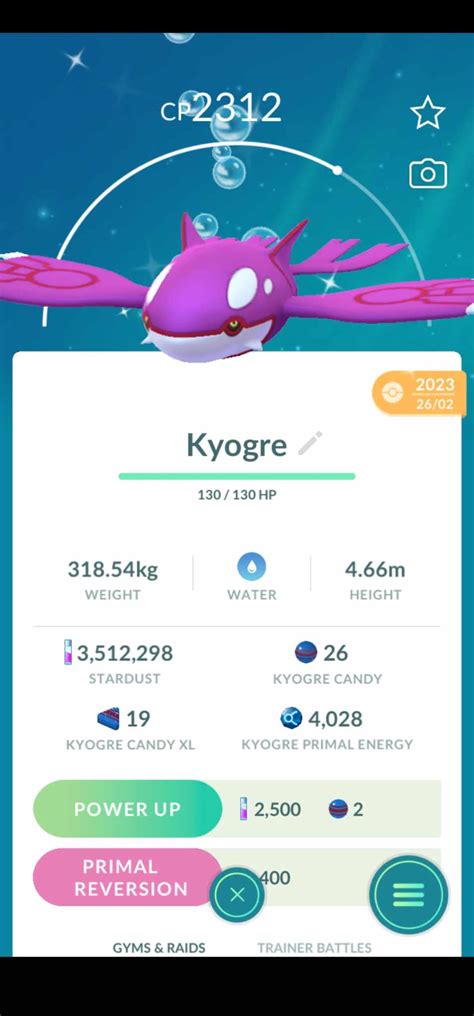 Shiny Primal Kyogre Pokemon Go