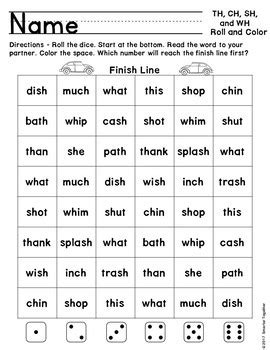 Free Worksheets For Consonant Digraphs Ch Sh Wh Th