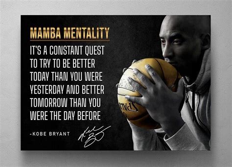 Kobe Bryant Mamba Mentality Motivational Quote Canvas Wall Art Large Poster T Ebay