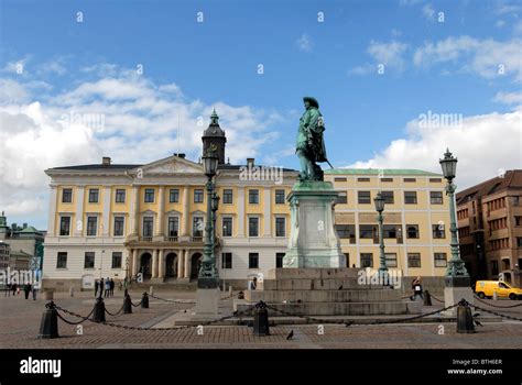 The statue of Gustavus Adolphus in Gothenburg Sweden iwith the Town Hall Stock Photo - Alamy