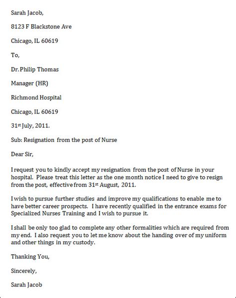 FREE 10 Nursing Resignation Letter Templates In MS Word Apple Pages