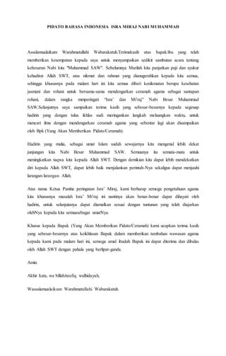 Pidato Bahasa Indonesia Isra Miraj Nabi Muhammad PDF