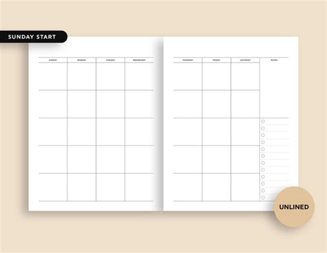 Page Blank Monthly Calendar Printable Two Page Month Etsy