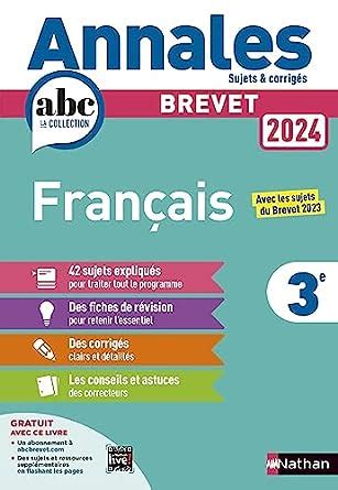 Annales ABC du Brevet 2024 Français 3e Sujets et corrigés fiches