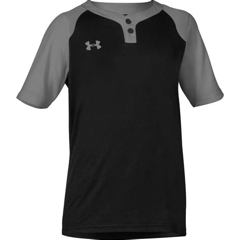 Under Armour Men S Next 2 Button Baseball Jersey Black Gray Xl