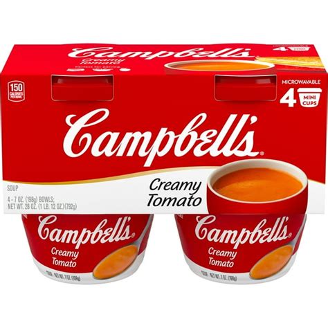 Campbell S Creamy Tomato Soup 7 Ounce Microwavable Cup 4 Pack