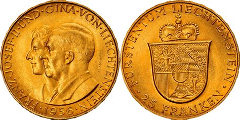 Liechtenstein Franken Coin Prince Franz Josef Ii Gold Ms