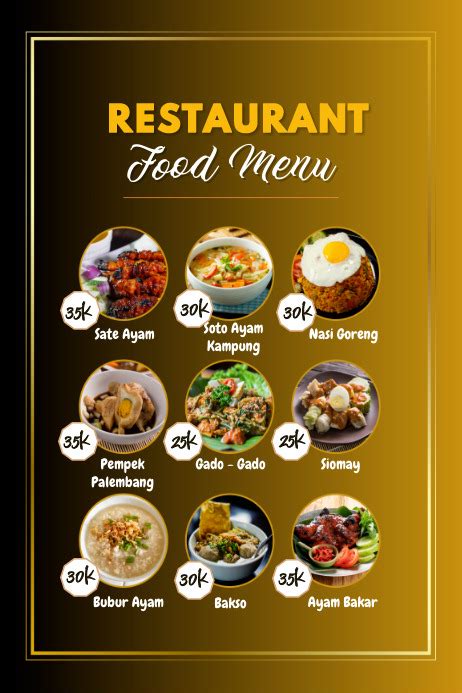 Restaurant Food Menu Template Postermywall