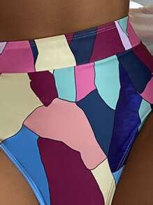 Summer Color Block High Waisted Bikini Set SHEIN USA