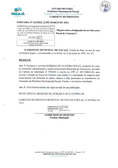 14 PORTARIA DE FISCAL DE CONTRATO PMP Prefeitura Municipal de Pacajá