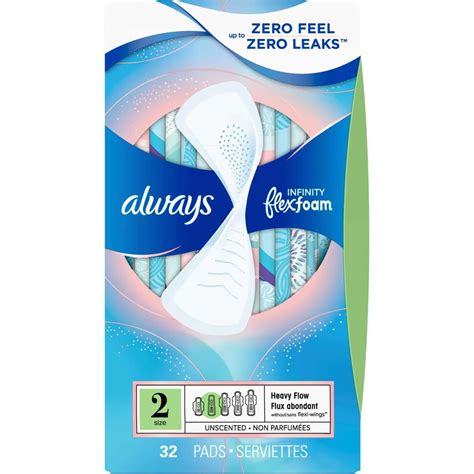 Always Infinity Flexfoam Pads For Women Size 2 Heavy Flow Absorbency