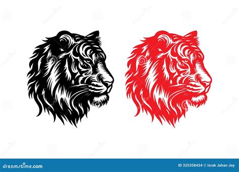 Tiger Head Logo Vector Illustration Black Logo Art Stock Illustration