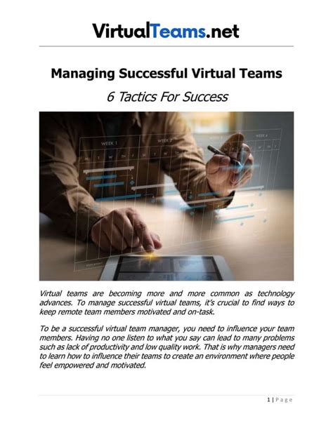 Managing Successful Virtual Teams 6 Tactics For Success PDF