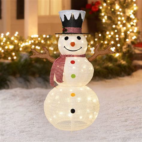 Artiflr 4ft Lighted Outdoor Snowman Christmas Decorations Pre Lit Light Up White