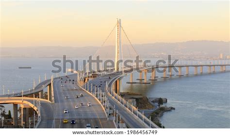 Sunset Over San Franciscooakland Bay Bridge Stock Photo 1986456749