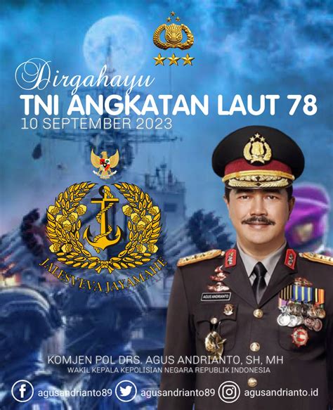 Wakapolri Mengucapkan Dirgahayu Ke 78 Tni Al 10 September 2023