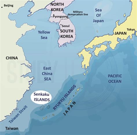 East China Sea, Map, Countries, Dispute, Senkaku Islands