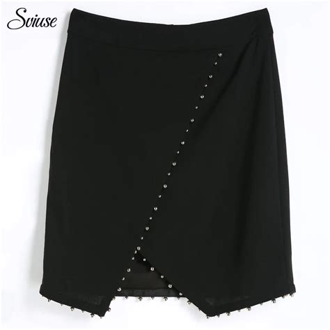 Women Summer Black Mini Pencil Skirt 2018 Sexy Beading Slim Office Lady