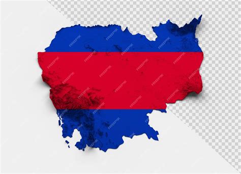 Premium Psd Cambodia Map Cambodia Flag Shaded Relief Color Height Map