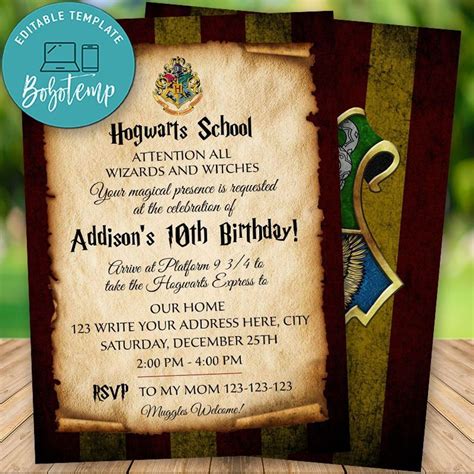 Harry Potter Birthday Party Invitation Template Free Pick Your Favorite