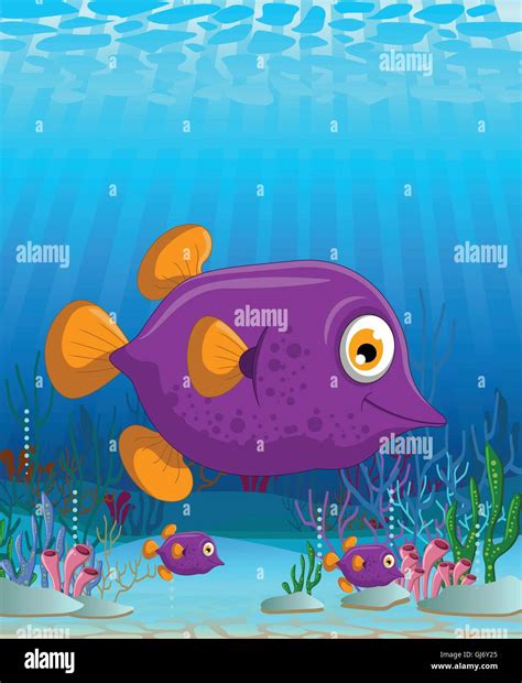 Funny Fish With Sea Life Background Stock Vector Image And Art Alamy