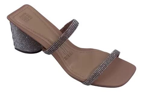 Tamanco Santa Lolla Original Nude Prata Brilho Strass Nfe Parcelamento Sem Juros