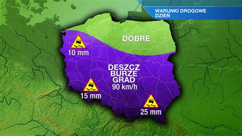 Drogi zaleje deszcz może też padać grad TVN Meteo