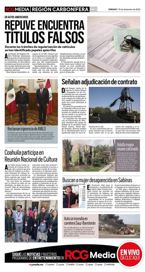 RCG MEDIA on Twitter Hoy en portada de la región Carbonífera