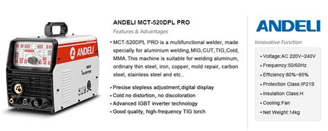 Andeli Mct 520dpl Pro Multi Function Welder Mig Tig Mma Cut Cold