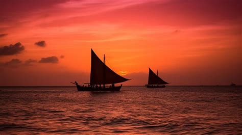 Premium Photo | Vibrant Zanzibar Sunset Orange and Pink Sky Over the Sea