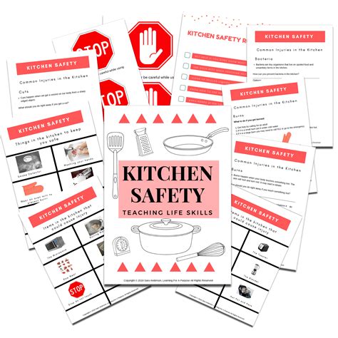 Kitchen Safety Worksheet With Visuals And Rules To Keep Them Safe While