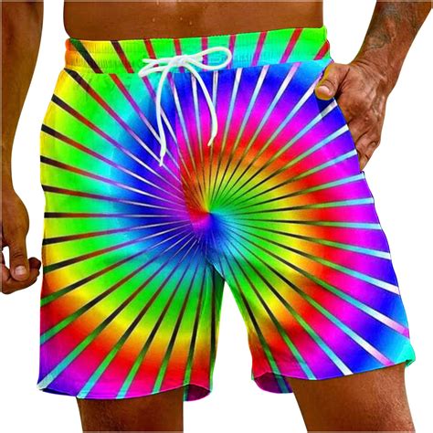 Hvyesh Mens Gay Pride Swim Trunks Summer Cool Rainbow Quick Dry Board Shorts Bathing Suit