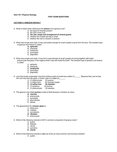 Geol 101 Physical Geology