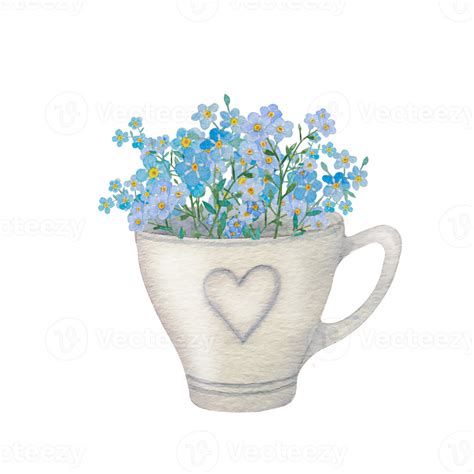 Watercolor Spring Flowers In The Pots Png