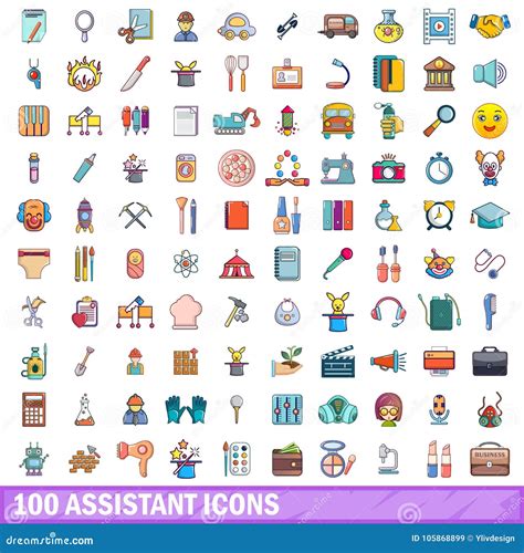 100 Assistant Icons Set Cartoon Style Stock Vector Illustration Of Carrier Diaper 105868899