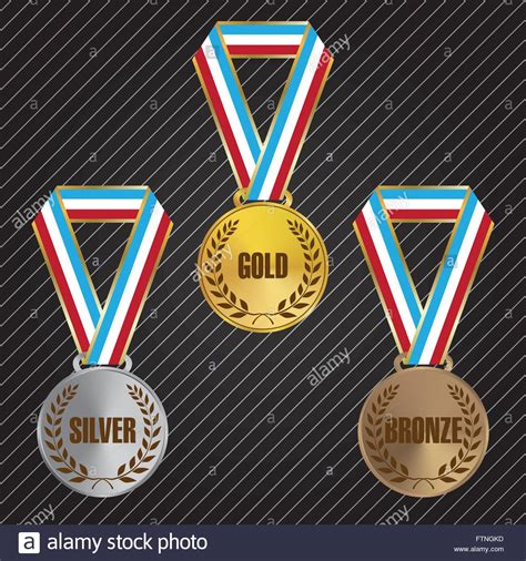 Gold Silver And Bronze Medals With Ribbons Stock Vector Image And Art Alamy