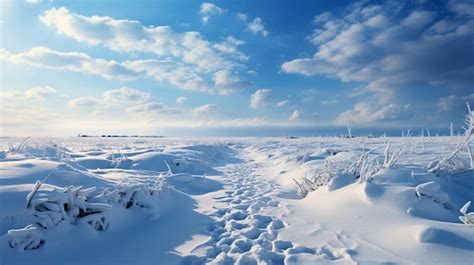 Premium Ai Image The Tranquil Beauty Of Vast Open Fields Blanketed In Pure Glistening Snow The