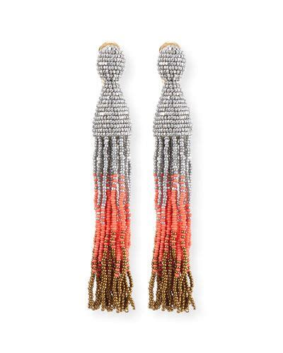 Oscar De La Renta Ombre Crystal Tassel Earrings