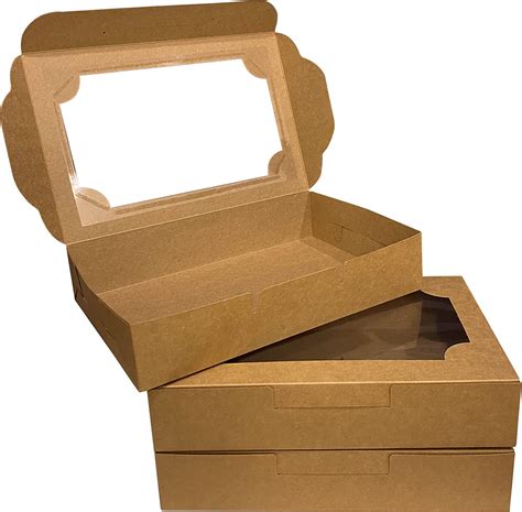 Kraft Paper Bakery Boxes 50 Pack Pastry Boxes With Window For Chocolate Covered