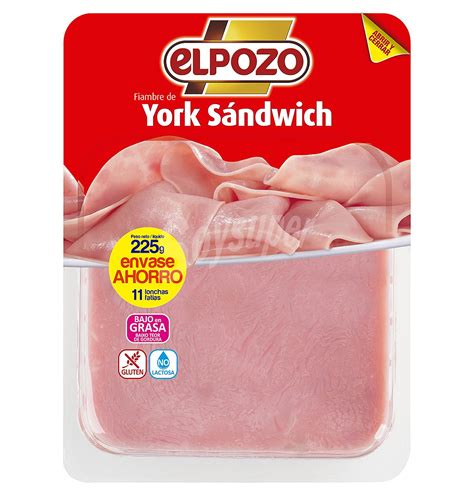 ElPozo Fiambre de York especial sándwich sin gluten y sin lactosa y