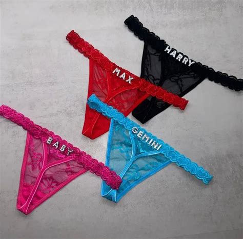 Anniversary Sexy Custom Name Panties G String Lace Thong Personalized Bikini Lingerie Crystal