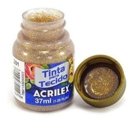 Tinta Para Tecido Glitter Acrilex 37ml Ouro No Elo7 Rebordados